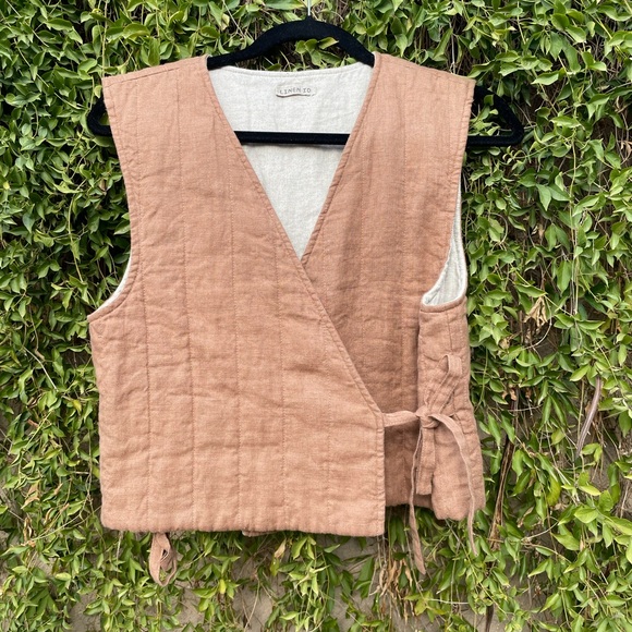 Quilted Linen Vest- Etsy Shop Lithuanian linen Cottagecore - Picture 2 of 8